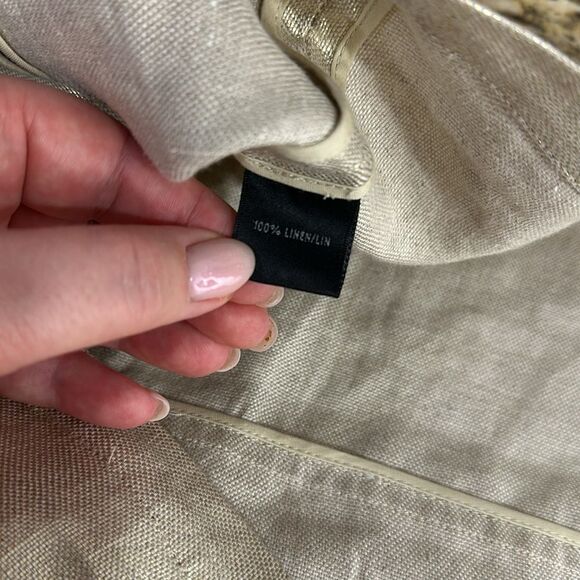 Lafayette 148 New York Linen Full Zip Metallic Beige Gold Jacket Size L - Picture 9 of 11